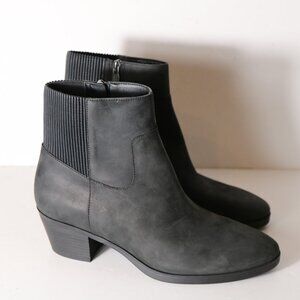 Vionic Shantelle Women Waterproof Ankle Boot 10 Black Nubuck Pointed Toe Western